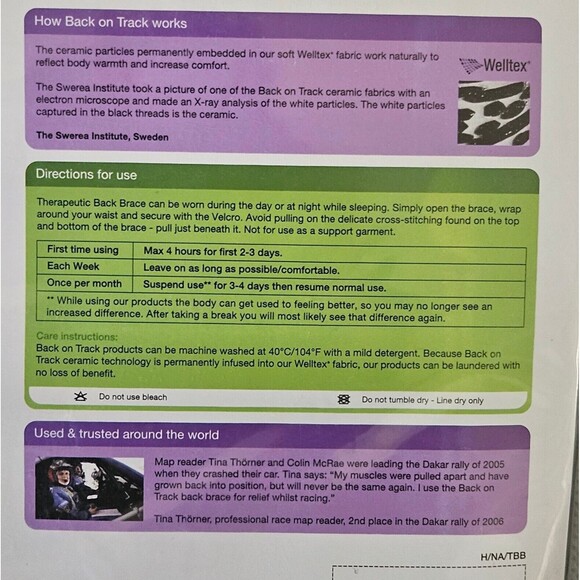 BACK ON TRACK Narrow Front Black Back Brace Size Large- Black -4 Way Stretch - Picture 5 of 7